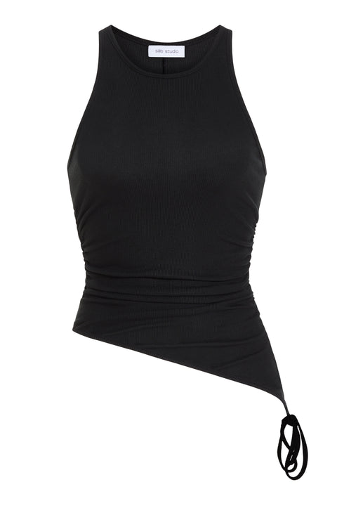 Asymmetric Ruched Racerback Tank Top